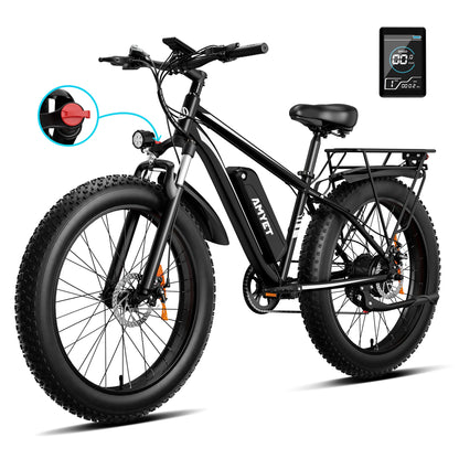 AMYET EB26 Electric Bike, 1500W Peak Motor 28MPH Fat Tire Ebike