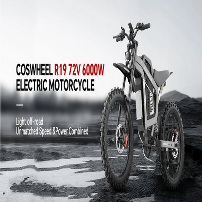 All Terrain 6000W Electric Motorcycle, 72V 40Ah Off-Road Ebike