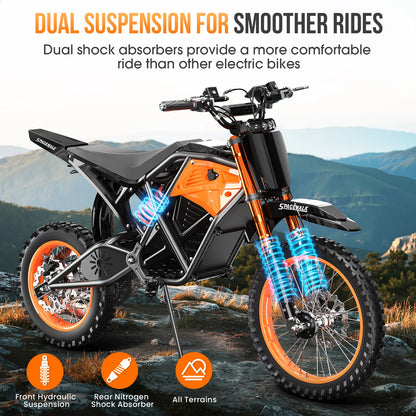 14"/12" Off-Road Electric Dirt Bike, 48V Battery Adventure Ride