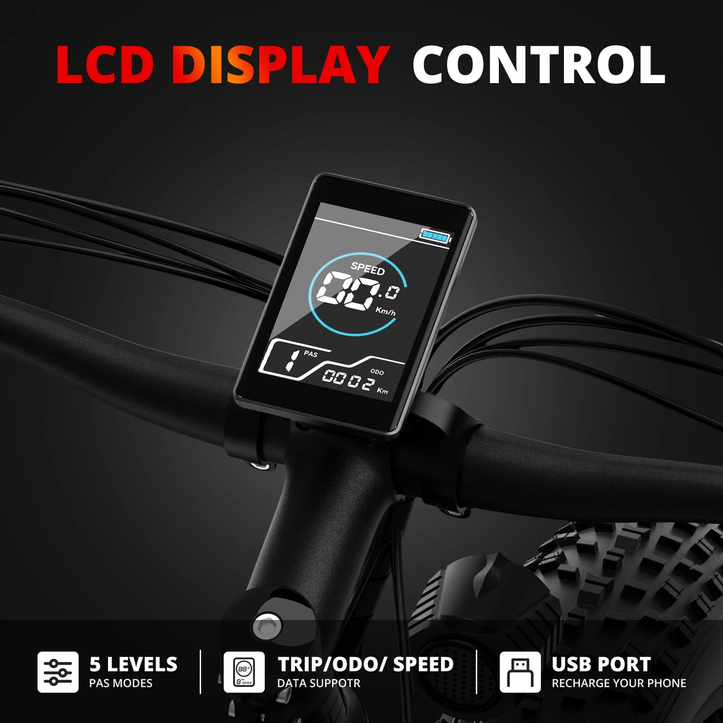 AMYET EB26 Electric Bike, 1500W Peak Motor 28MPH Fat Tire Ebike