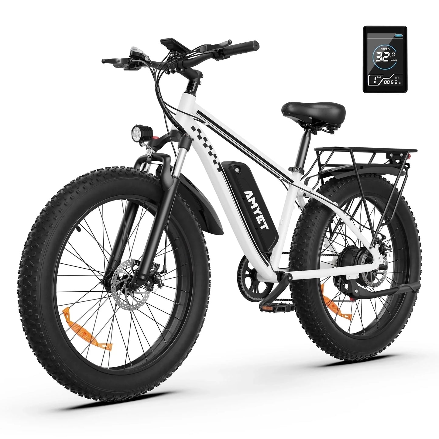 AMYET EB26 Electric Bike, 1500W Peak Motor 28MPH Fat Tire Ebike