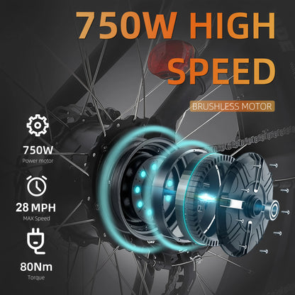 Powerful 750W Electric Mountain Fat Tire Bike for Adventure