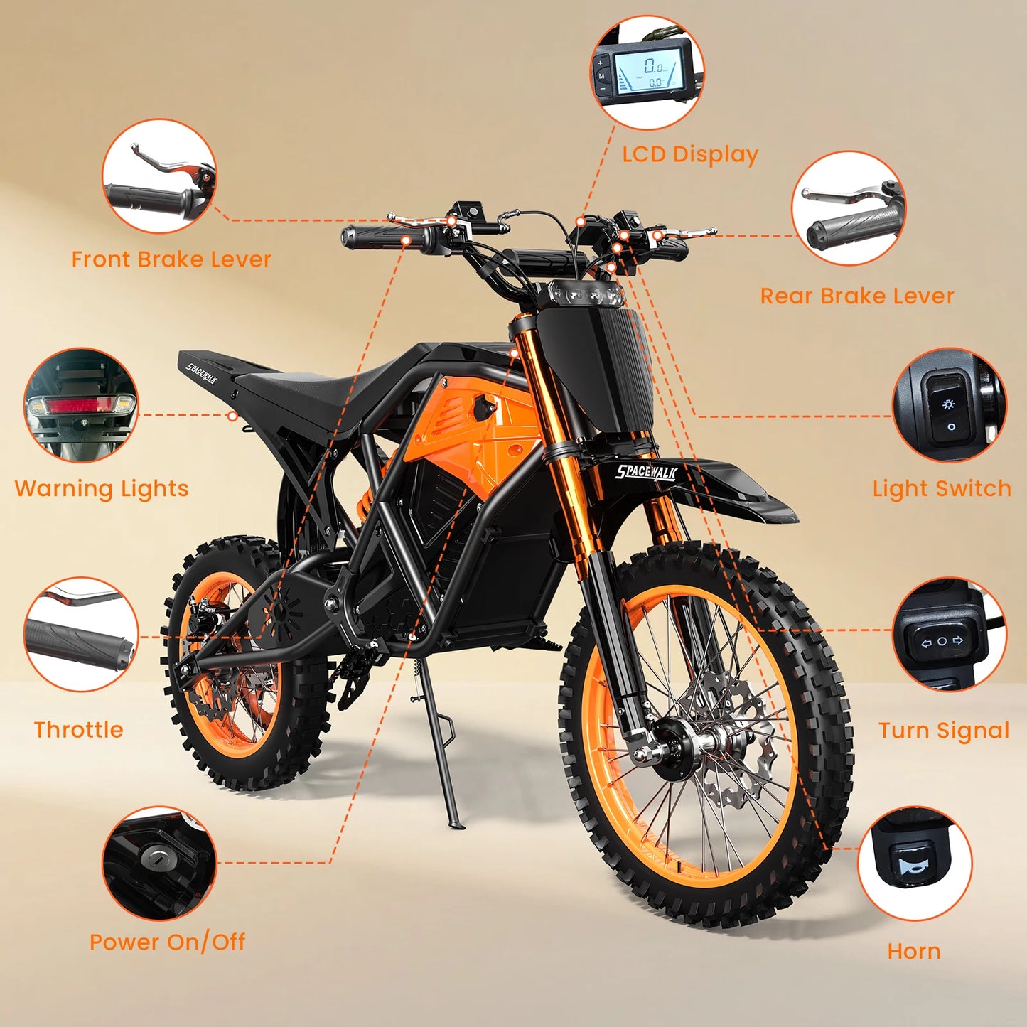 14"/12" Off-Road Electric Dirt Bike, 48V Battery Adventure Ride